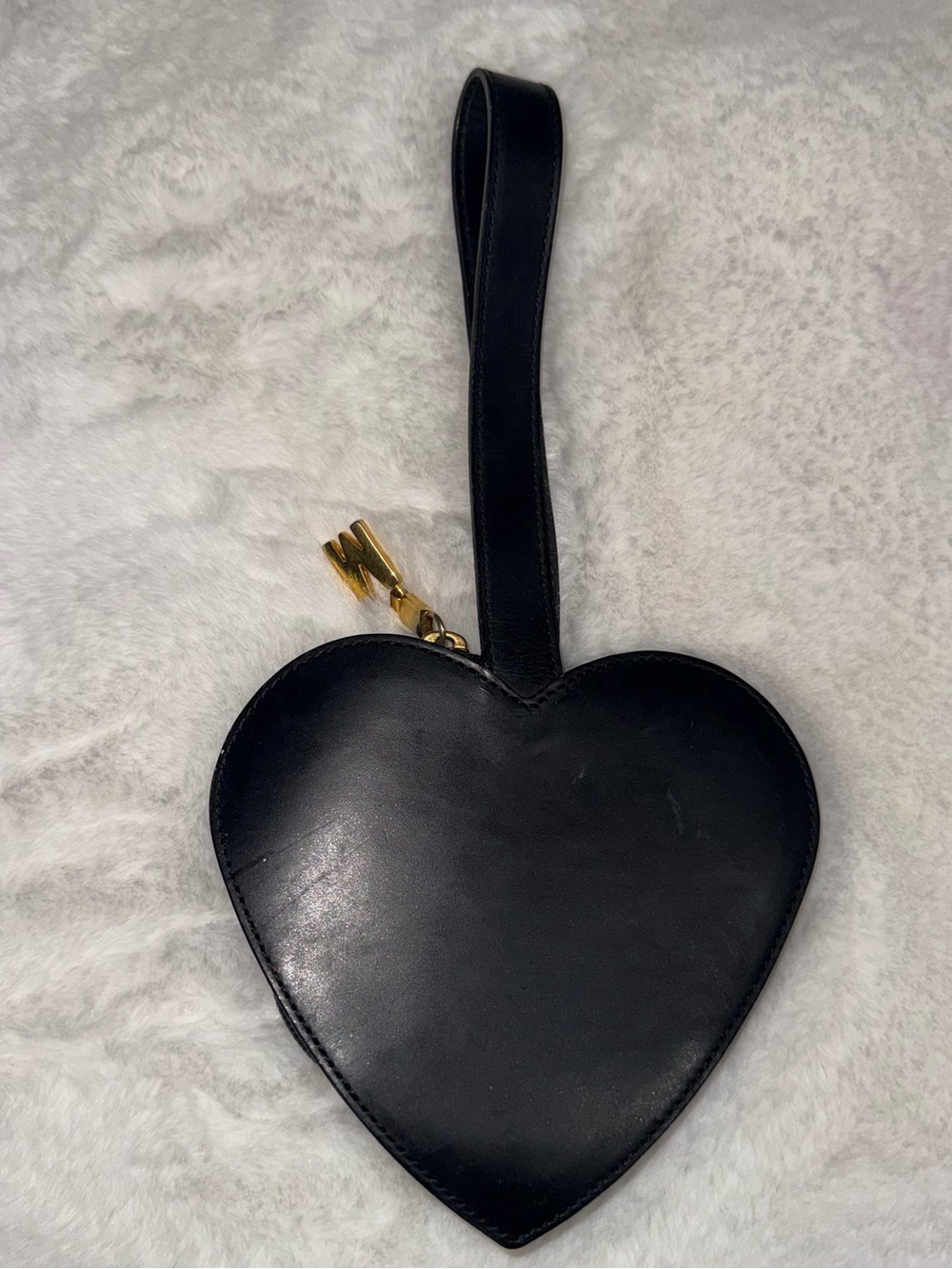 Moschino Black Heart Wristlet with Gold Logo Charm - Picture 7 of 12